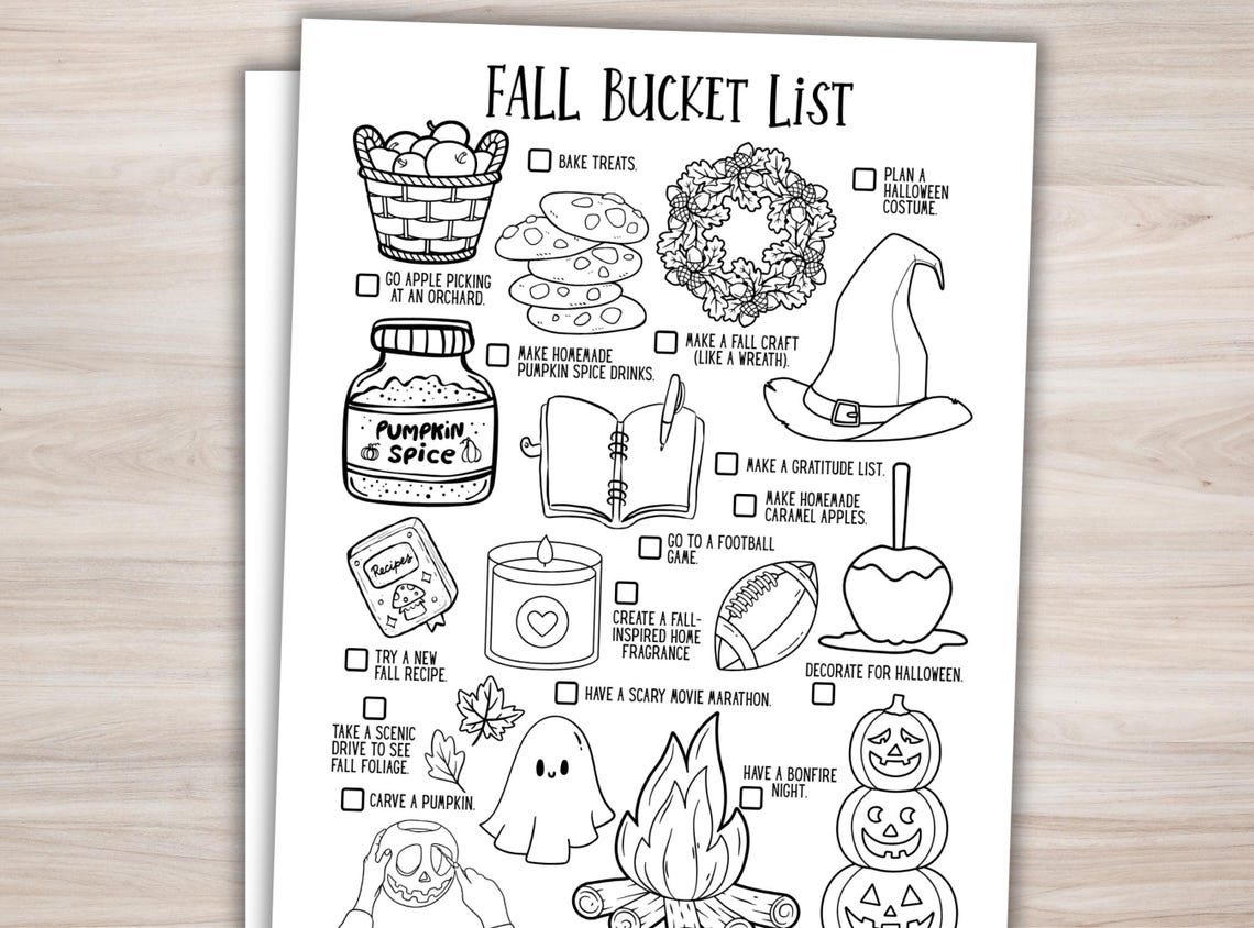 Fall Bucket List Template Printable Fall Activities for Kids Family ...