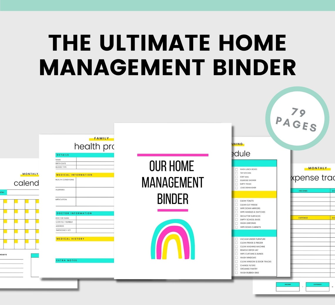 Household Management Binder Printable Home Planner Home Maintenance Kit ...