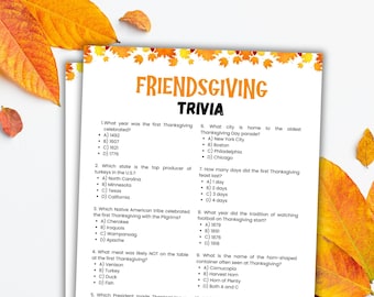 Friendsgiving Trivia Game Printable Thanksgiving Game Thanksgiving Trivia Game Friendsgiving Game For Adults Printable Trivia