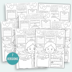 All About My Grandma Bundle Grandparent&#39;s Day Activity Printable All About My Grandmother Grandma Printable All About My Nana Questionnaire