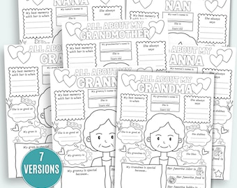All About My Grandma Bundle Grandparent's Day Activity Printable All About My Grandmother Grandma Printable All About My Nana Questionnaire