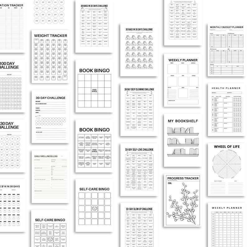 Bullet Journal Pages Bundle Printable A5 Journal Pages Habit Tracker ...