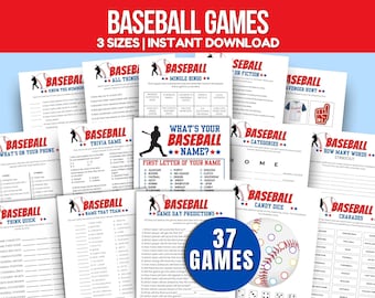 Baseball Game Bundle Printable Baseball Party Games Baseball Games  Baseball Trivia Sports Games Baseball Theme Games Kids Adult