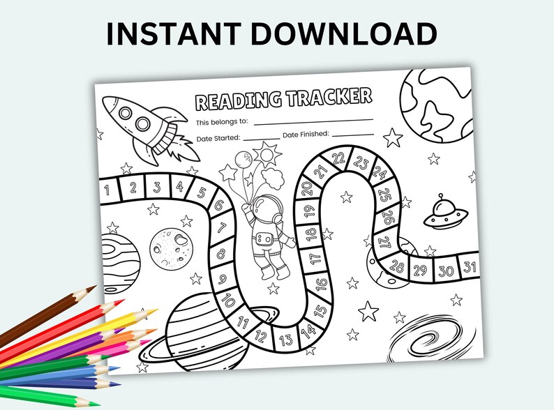 Space Reading Challenge Reading Tracker for Kids Printable Book Tracker ...