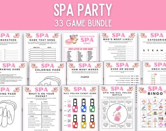 Spa Party Games Bundle Printable Spa Games Pamper Party Games Spa Game Slumber Party Game Spa Party Activity Sleepover Activity Spa Birthday