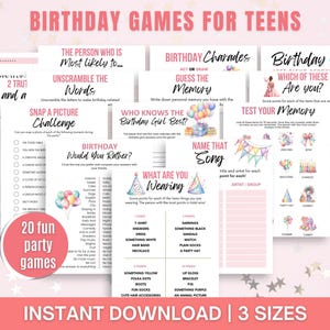 Teen Girl Birthday Party Games Printable Party Games For Teens Teen Birthday Party Games Sleepover Party Games 13th Birthday Sweet 16 Games