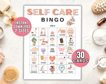 Self Care Bingo Game Printable Bingo Cards Self Care Party Games Pamper Party Game Spa Game Slumber Party Game Self Care Activity Spa Party