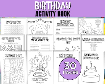 Livro de atividades de aniversário para imprimir, livro de colorir de aniversário, atividade para festa de aniversário, atividade de aniversário para crianças, lembrancinha de aniversário para crianças.