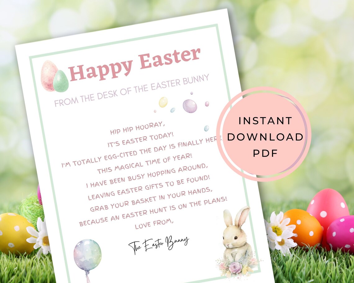 Letter From the Easter Bunny | Printable Easter Egg Hunt Letter ...