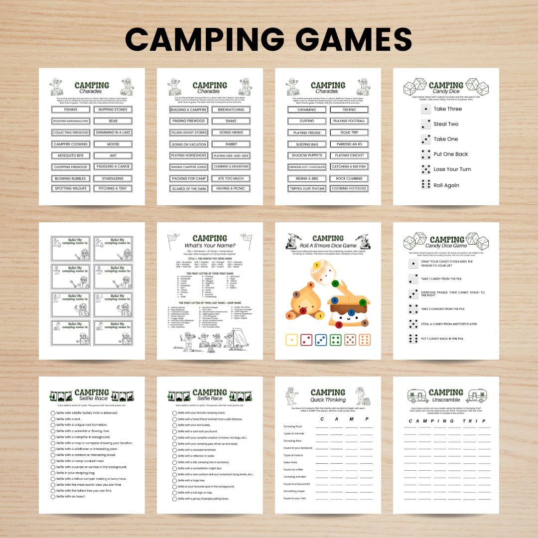 Camping Games Bundle Printable Camping Games Kids Adults Camping ...