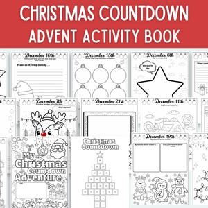 Weihnachts-Countdown-Buch Advent Aktivitätsbuch Advent Countdown Advent Aktivitäten Druckbarer Adventskalender Für Kinder Aktivität Advent