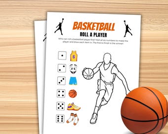 Basketball Dice Roll Game Printable Basketball Party Game Basketball Dice Game Roll A Basketball Player Game Sports Game Basketball Game