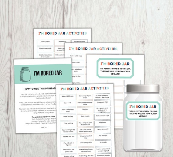 I'm Bored Jar Activity Cards Printable Activity Cards