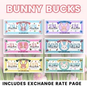 Easter Bunny Bucks Printable Bunny Bucks Easter Basket Filler Easter Reward Bucks Easter Reward Coupons Easter Egg Hunt Coupons Easter Bucks