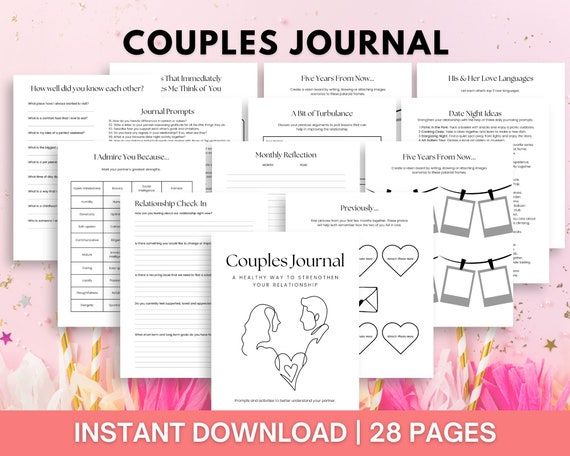 Couple Journal Printable Couple Planner Couples Journal Couple Journal Prompts Relationship Journal Couple Therapy Relationship Goals