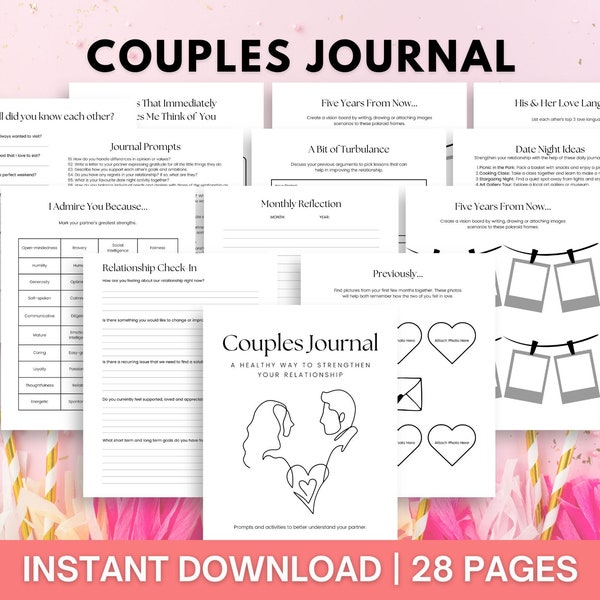 Couple Journal Printable Couple Planner Couples Journal Couple Journal Prompts Relationship Journal Couple Therapy