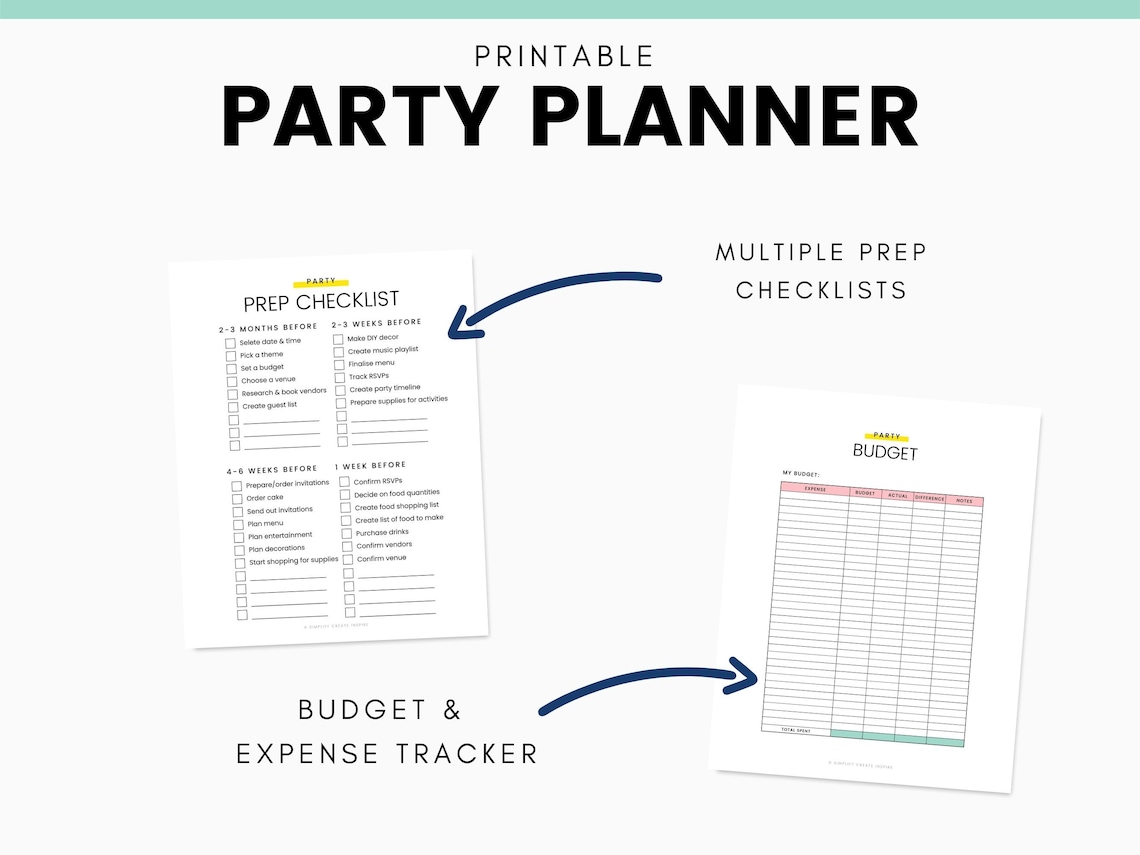 Printable Party Planner, Printable Event Planner, Birthday Planner