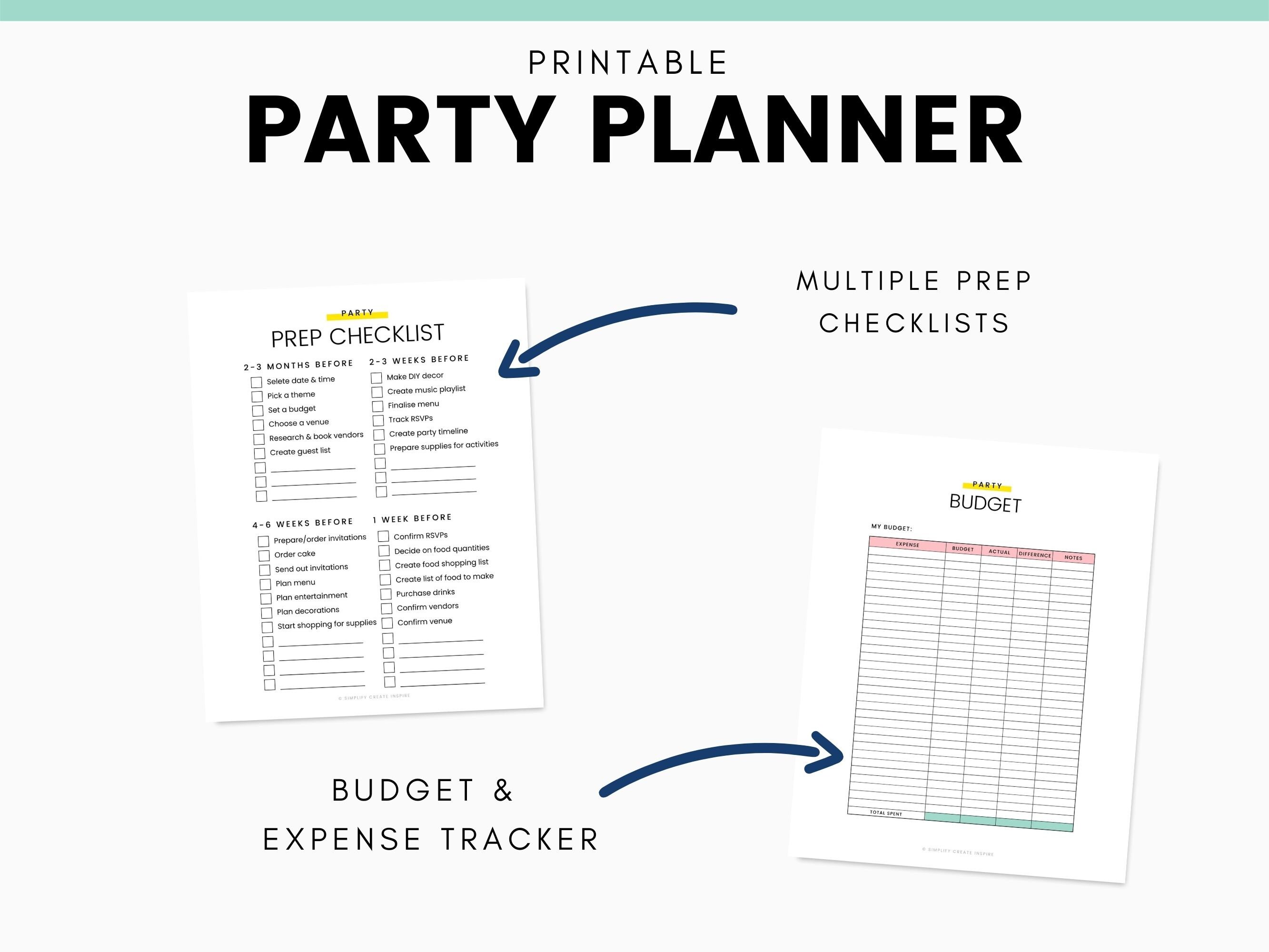 Printable Party Planner, Printable Event Planner, Birthday Planner