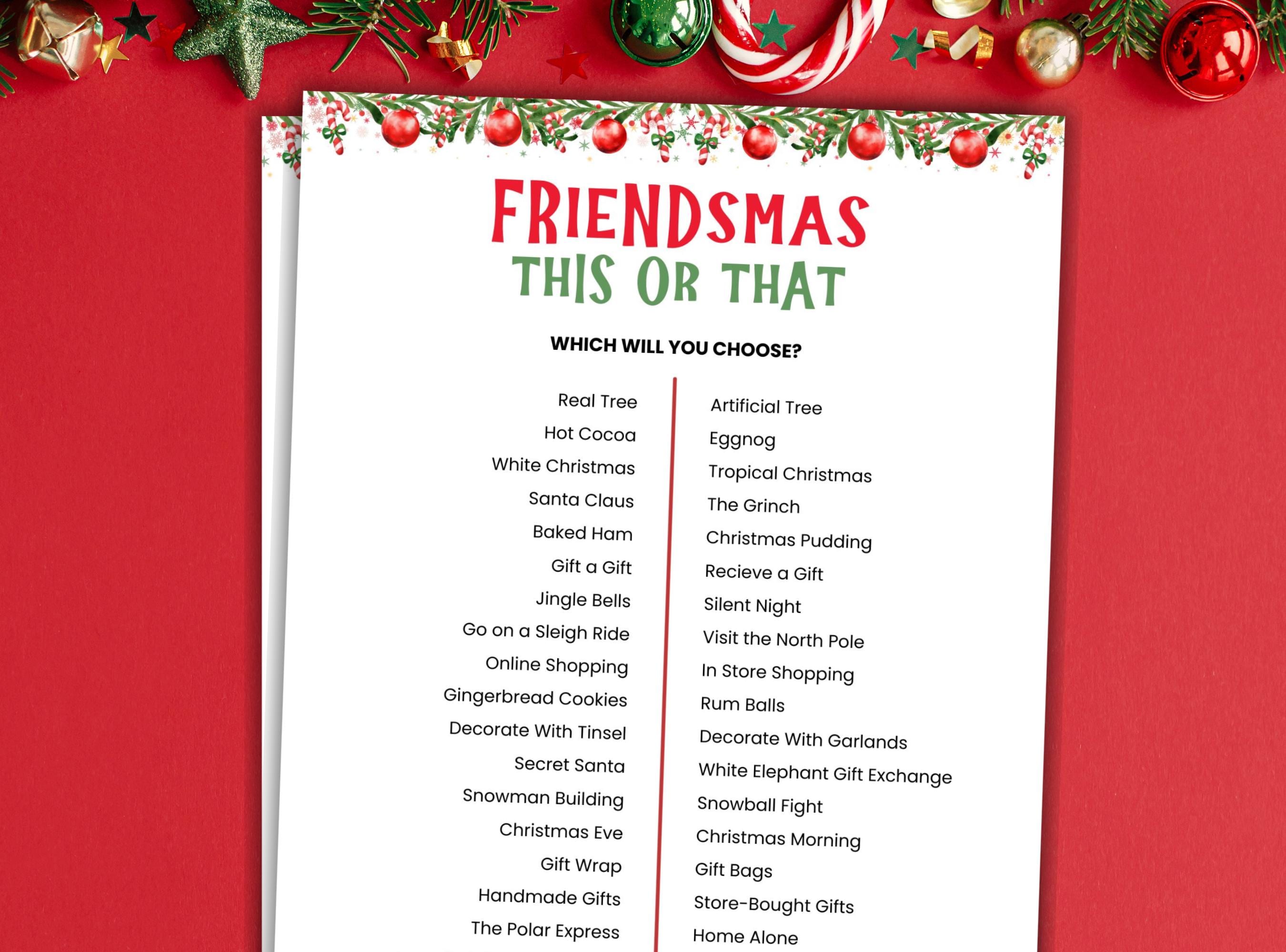 Friendsmas This Or That Game Printable Christmas Game Christmas Party Game Friendsmas Party Games For Adults Christmas Office Game