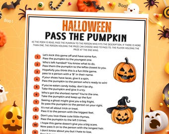 Pass The Pumpkin Game Printable Halloween Game Halloween Pass The Prize Game Pass The Gift Game Halloween Party Game Pass The Present Game