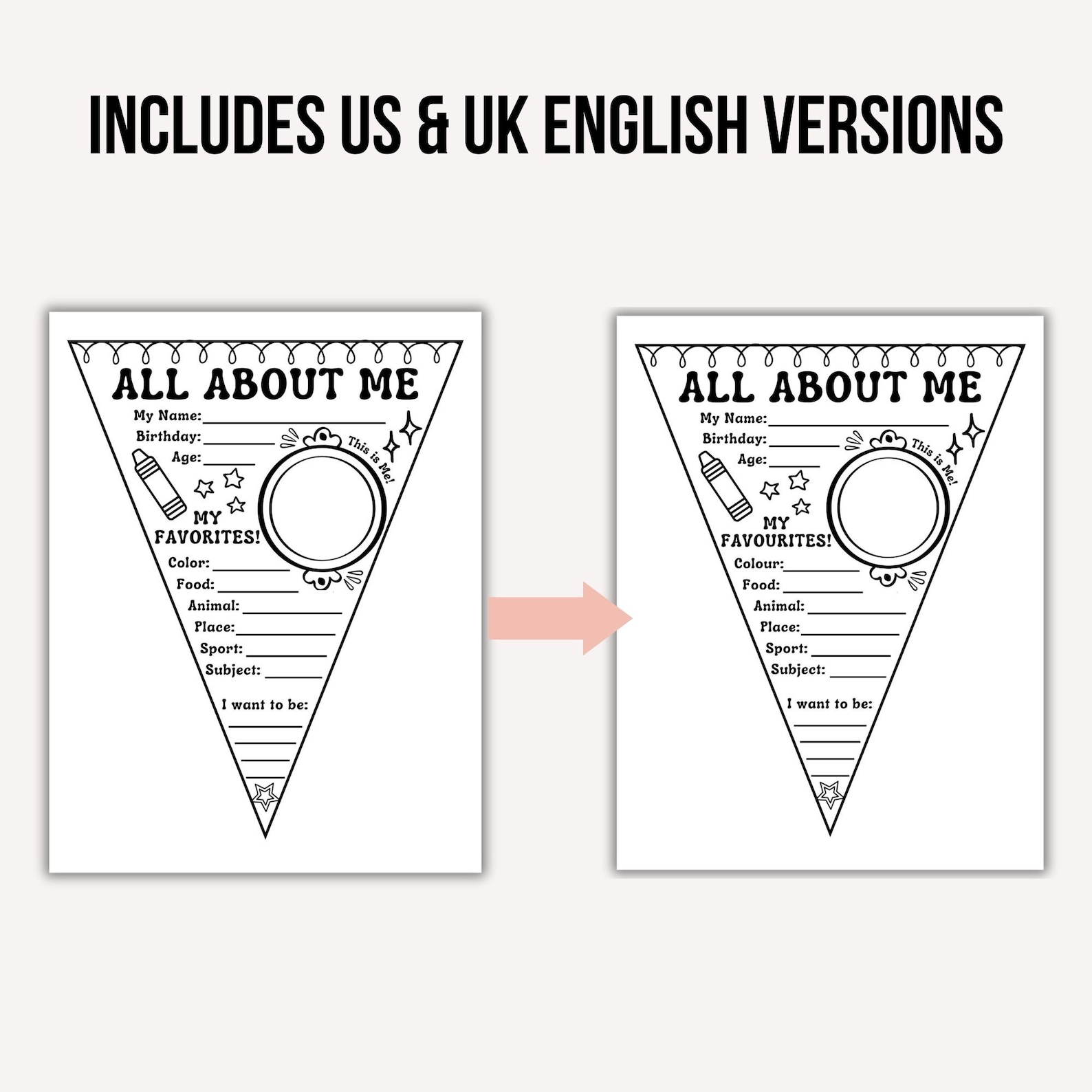 All About Me Banner First Day of School Printable Back to School ...