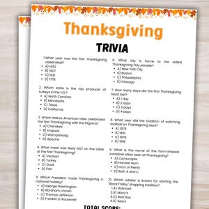 Thanksgiving Trivia Game Printable Thanksgiving Game Friendsgiving Game Trivia Fall Trivia Thanksgiving Party Game Thanksgiving Dinner Game