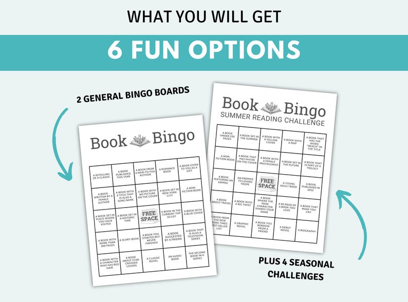 Book Bingo Printable Book Bingo Challenge Reading Challenge Book Club ...