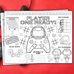 Gaming Party Activity Placemat Printable Video Game Coloring Placemat Gamer Party Activities Gaming Birthday Party Favor Gaming Coloring
