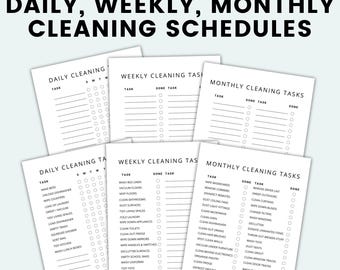 Printable Cleaning Checklist Daily Weekly Monthly Cleaning Schedule Cleaning Checklist Spring Cleaning Cleaning List Cleaning Planner
