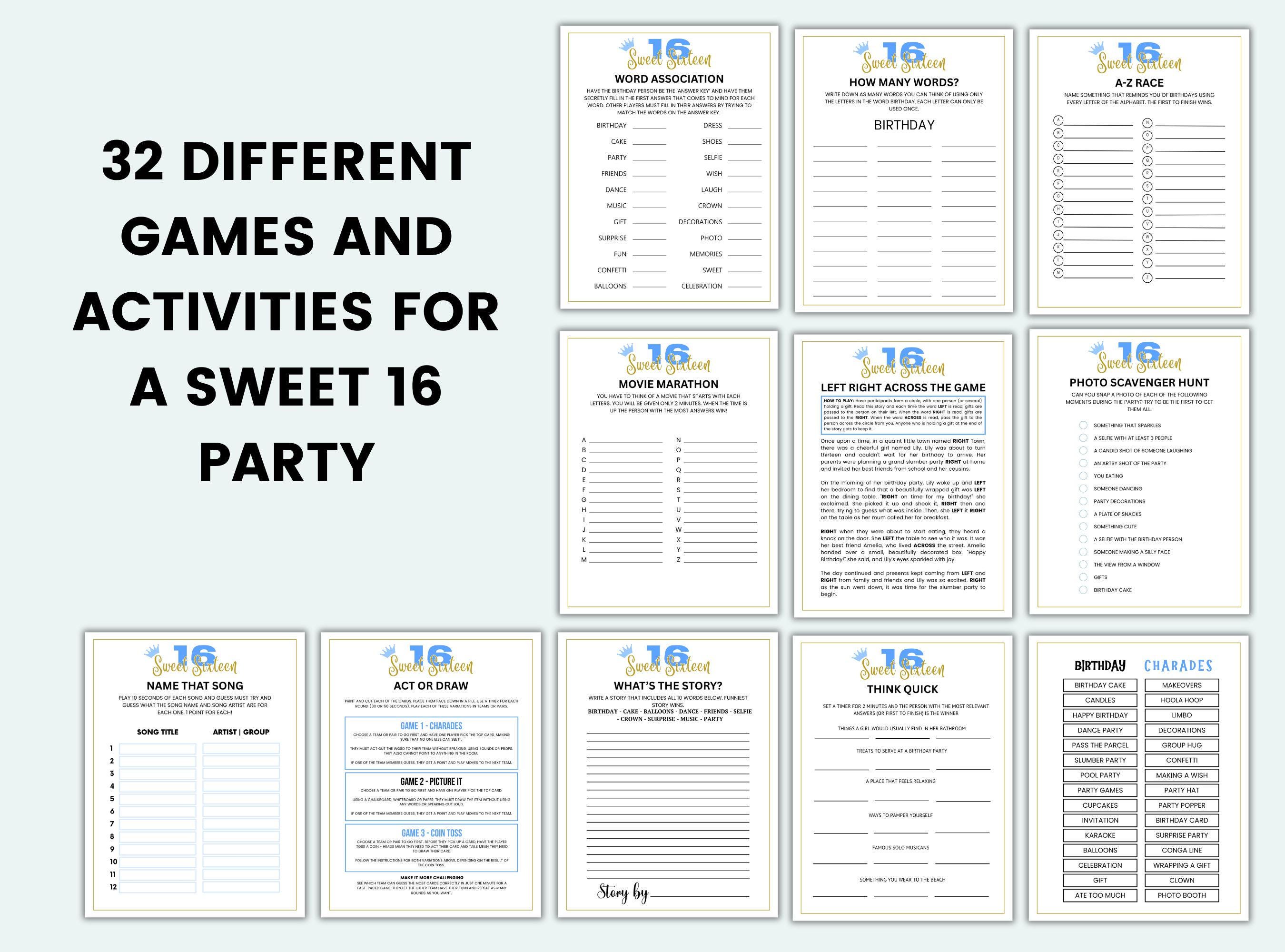 16th Birthday Party Games Sweet 16 Party Activities Teen Party Games