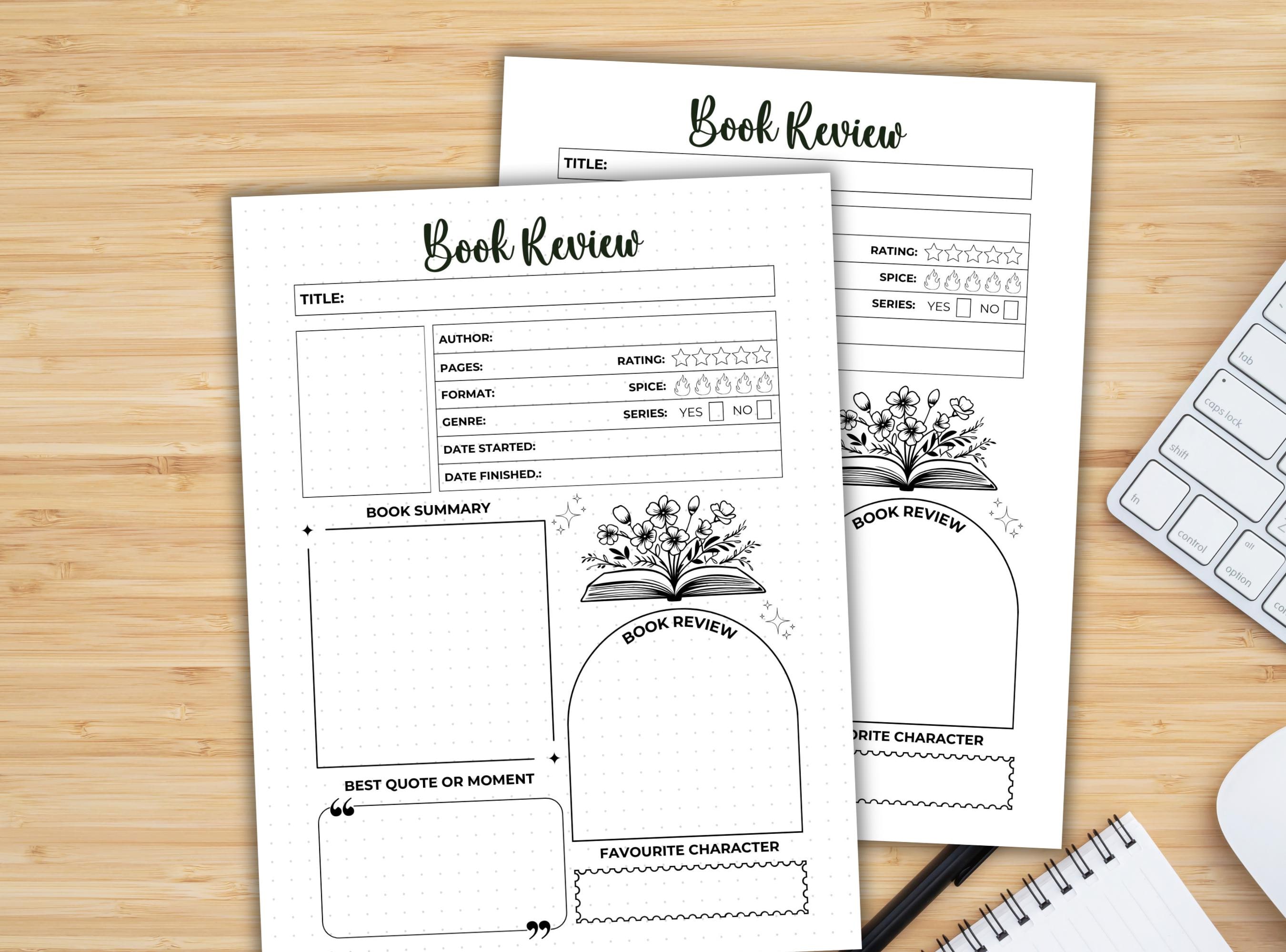 Book Review Template Reading Journal Printable A5 Book Journal Reading ...