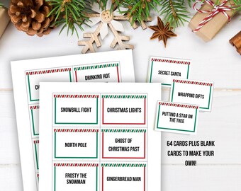 クリスマス シャレード カード、印刷可能なクリスマス ゲーム、クリスマス ピクショナリー カード、子供向けクリスマス ゲーム、クリスマス パーティー アクティビティ