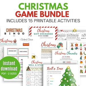 Printable Christmas Game Bundle, Christmas Party Games For Kids, Fun Christmas Games Printable, Christmas Activities For Kids