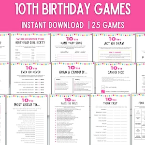10th Birthday Party Games Bundle Sleepover Party Activities Tween Party Games Printable 10 Year Old Birthday 11th Party Games 10th Birthday