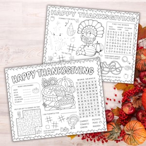 Thanksgiving Activity Placemat Printable Thanksgiving Coloring Placemat Thanksgiving Classroom Activity Mat Thanksgiving Placemat for Kids
