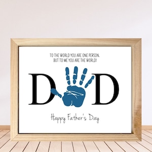 Vatertags-Handabdruck-Kunst, druckbare Papa-Karte für Vatertags-Handabdruck-Bastelvorlage, Vatertagsgeschenk, Handabdruck-Aktivität für Kinder