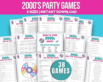 2000s Party Games 00s Birthday Party Printable Party Games 00s Party Games Bundle 00th Birthday Party Games 2000s Trivia 2000s Theme Games