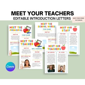 Paquete de plantillas para conocer al maestro, plantillas editables para conocer al maestro, conocer al director, carta para conocer a los maestros, introducción a la escuela