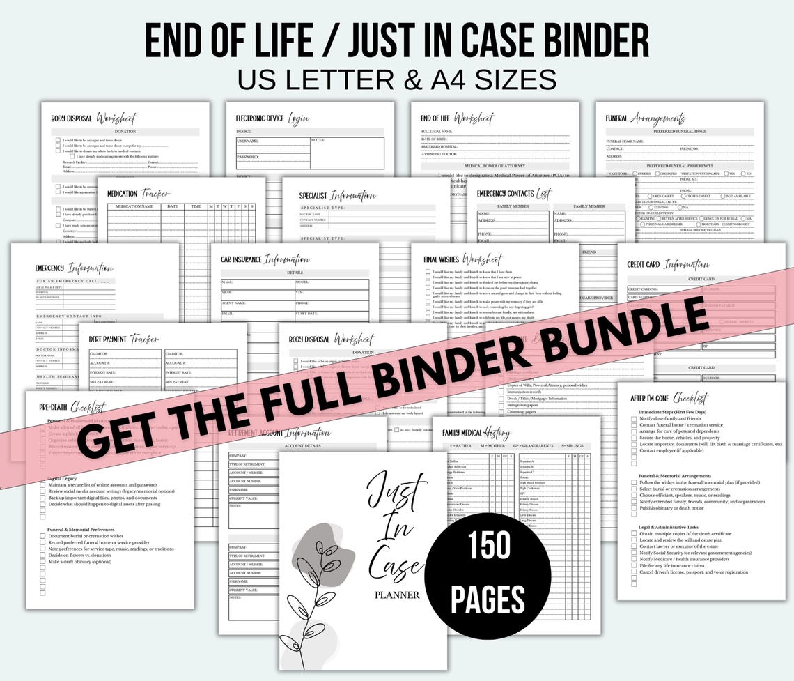 End of Life Checklist Death Checklist End of Life Planner Printable ...