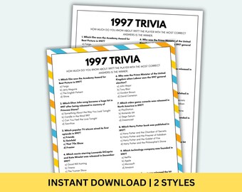 1997 Trivia Game Printable 30th Birthday Games Born In 1997 Game Birthday Games 30th Birthday Game 1997 Trivia Questions & Answers 1997 Quiz