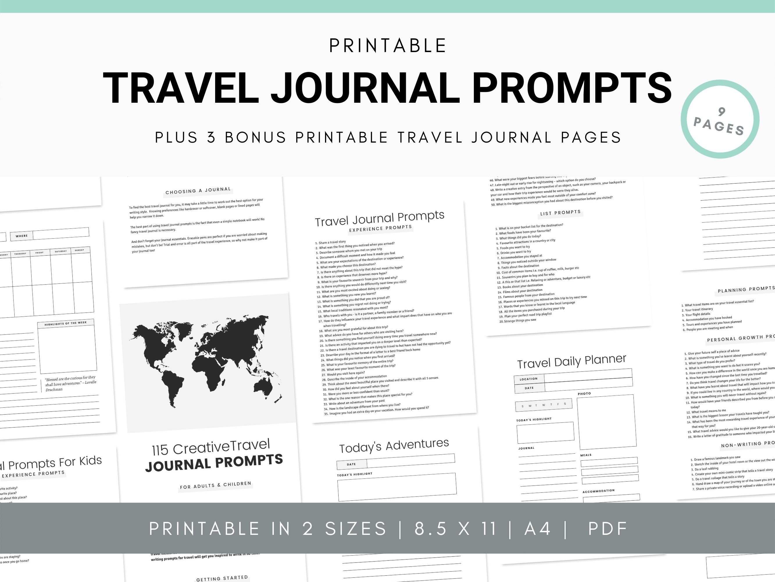 Let's Go Travel Journal Logbook: Travel Diary Journal with writing prompts  for Adults and Teens to encourage you to write in a thoughtful and creative