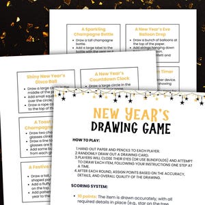 New Years Game Drawing Game Printable New Years Eve Game NYE Games New Year&#39;s Party Games Adult New Years Games New Years Activities