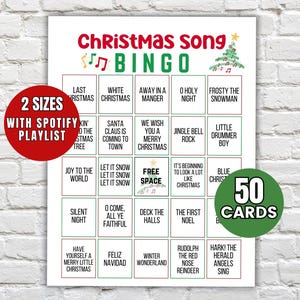 Gra Bingo z piosenkami świątecznymi do wydrukowania Gry świąteczne Bingo z muzyką świąteczną Karty Bingo świąteczne Gra na imprezę świąteczną do wydrukowania Gra Bingo