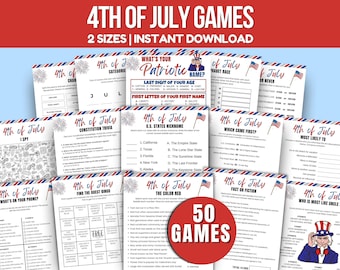 4. Juli Spiele Bündel Vaterländische Spiele Unabhängigkeitstag Gesellschaftspiele 4. Juli Trivia Juli 4. Spiele