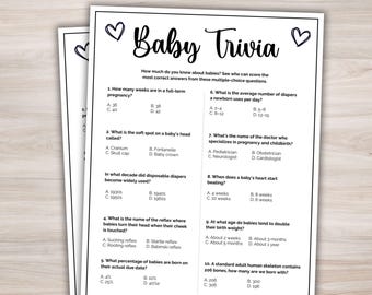 Baby Trivia Game Printable Baby Shower Trivia Questions Fun Baby Shower Game Baby Shower Activities Couples Baby Shower Baby Facts Game