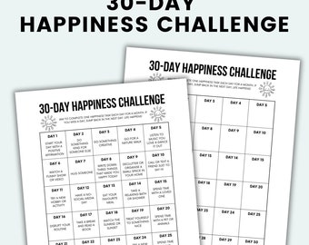 30 Day Happiness Challenge Printable Happiness Challenge Tracker Self Love Challenge Self Care Challenge Mindset Challenge Joyful Life
