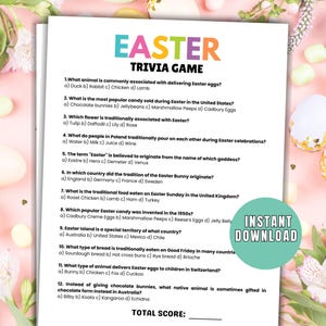 Easter Trivia Game Printable Easter Party Game Easter Trivia Questions Easter Game Easter Office Game Easter Quiz Easter Family Games