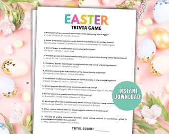 Easter Trivia Game Printable Easter Party Game Easter Trivia Questions Easter Game Easter Office Game Easter Quiz Easter Family Games