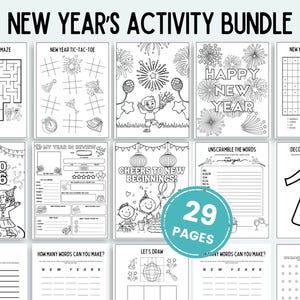 New Years Activity Bundle Printable New Years Eve 2025 Activity Sheet NYE Activities New Year 2026 Kids Year In Review New Years Coloring