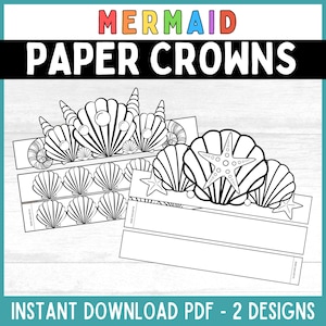Meerjungfrau Papier Krone zum Drucken Meerjungfrau Papier Krone zum Drucken Meerjungfrau Stirnband Meerjungfrau Party Fertigkeit Meerjungfrau Dekoration